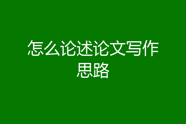 怎么论述论文写作思路
