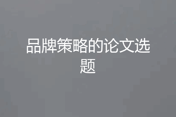 品牌策略的论文选题