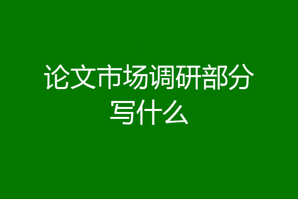 论文市场调研部分写什么