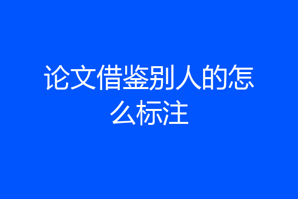 论文借鉴别人的怎么标注