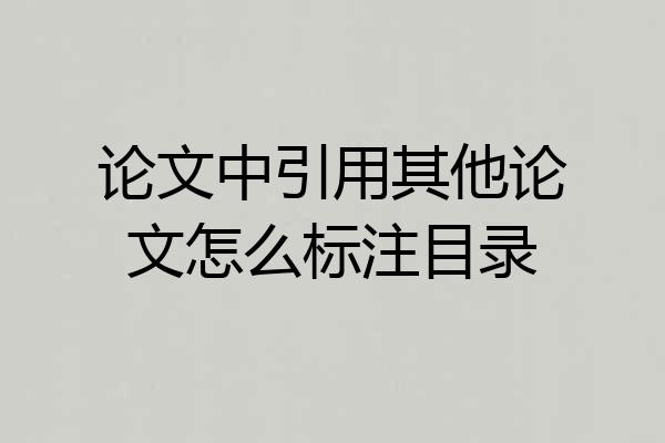 论文中引用其他论文怎么标注目录