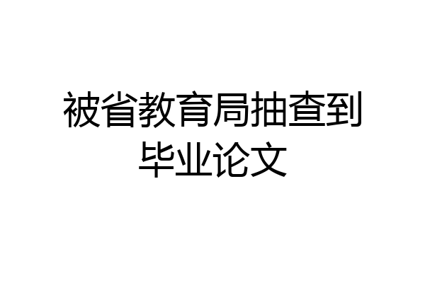 被省教育局抽查到毕业论文