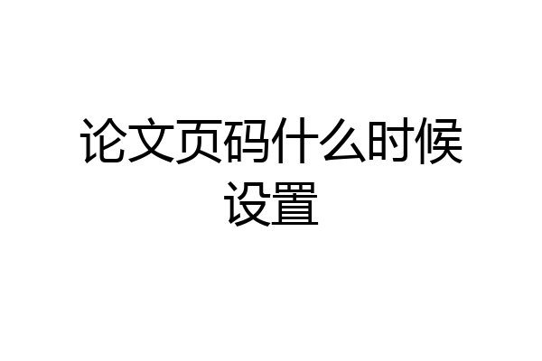 论文页码什么时候设置