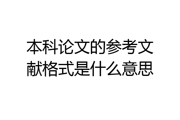 本科论文的参考文献格式是什么意思