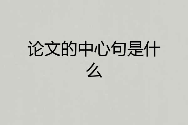 论文的中心句是什么