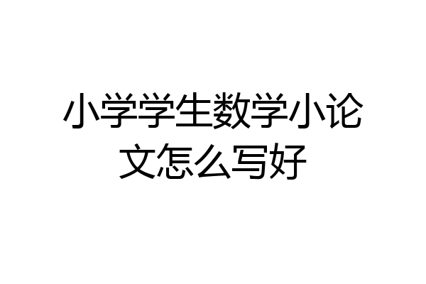 小学学生数学小论文怎么写好