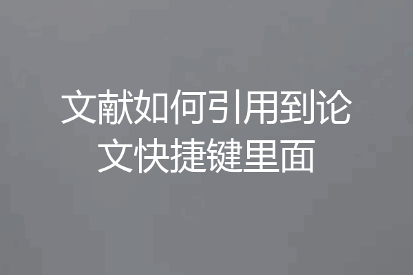 文献如何引用到论文快捷键里面