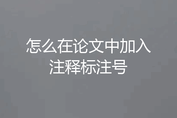 怎么在论文中加入注释标注号