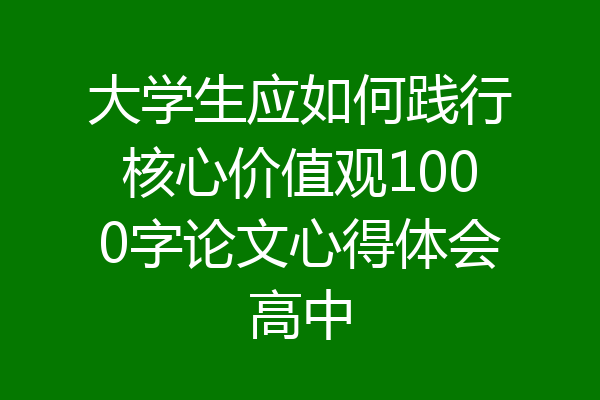 大学生应如何践行核心价值观1000字论文心得体会高中