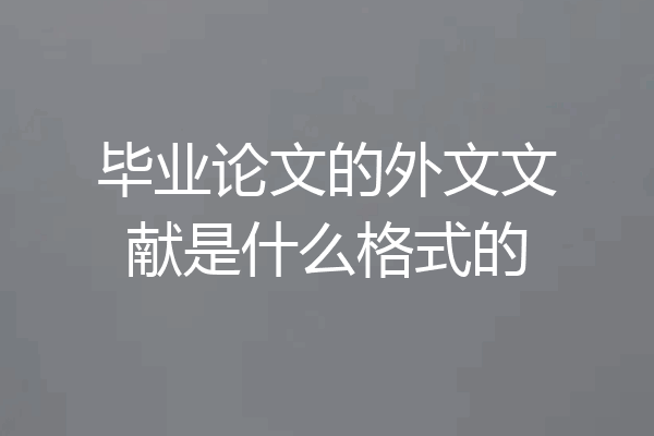 毕业论文的外文文献是什么格式的
