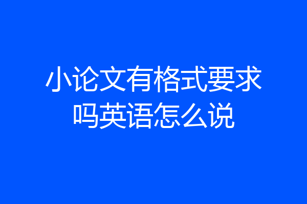 小论文有格式要求吗英语怎么说