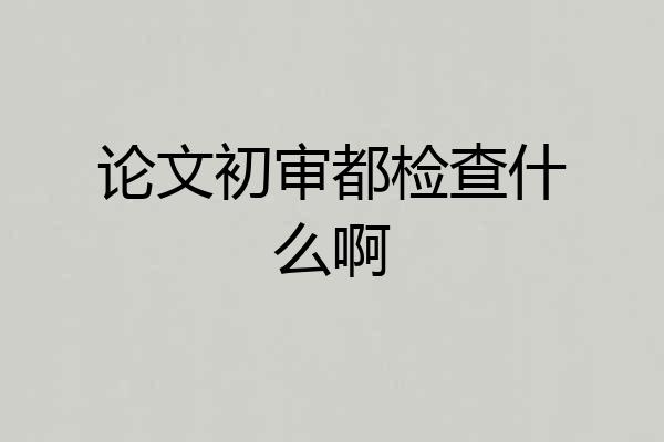 论文初审都检查什么啊