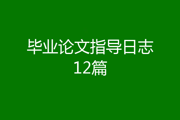 毕业论文指导日志12篇