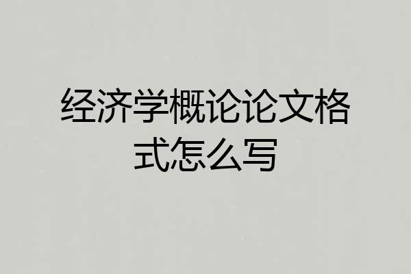 经济学概论论文格式怎么写