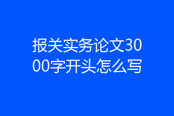 报关实务论文3000字开头怎么写