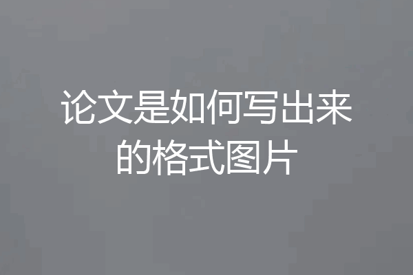 论文是如何写出来的格式图片