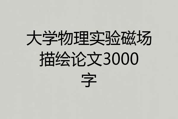 大学物理实验磁场描绘论文3000字
