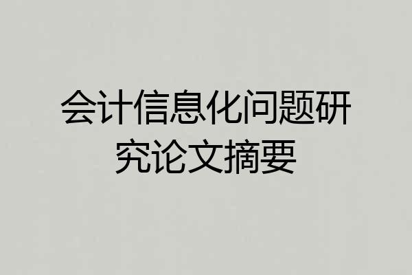 会计信息化问题研究论文摘要