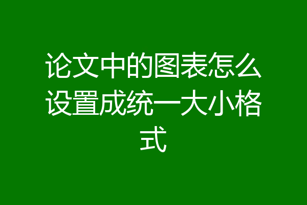 论文中的图表怎么设置成统一大小格式