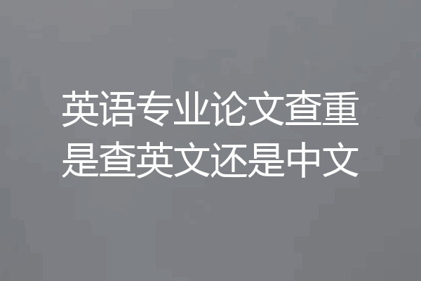 英语专业论文查重是查英文还是中文