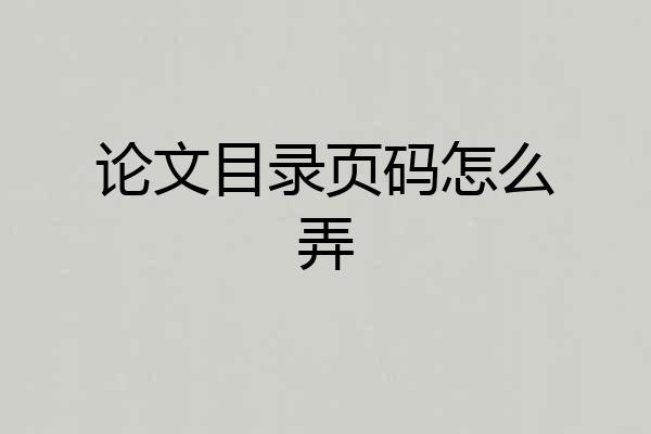论文目录页码怎么弄