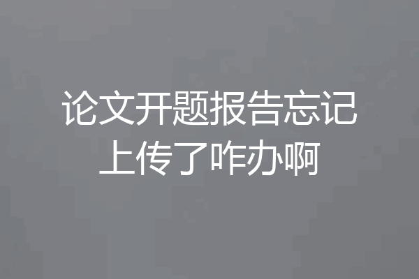论文开题报告忘记上传了咋办啊