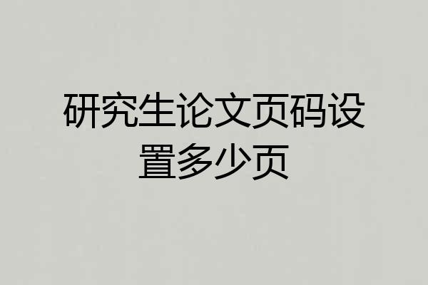 研究生论文页码设置多少页