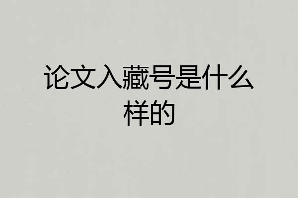 论文入藏号是什么样的