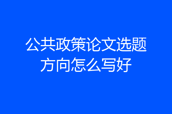 公共政策论文选题方向怎么写好