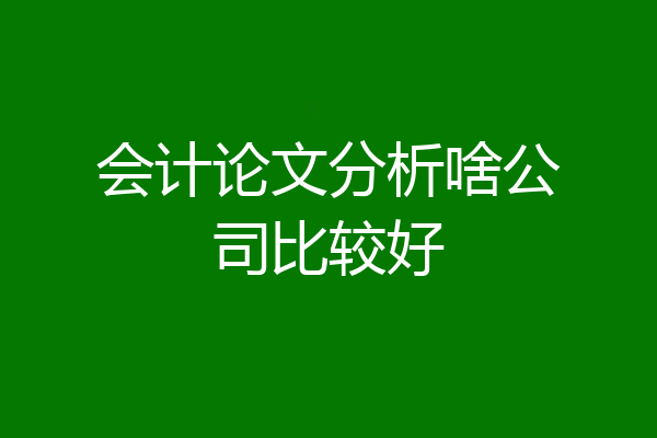 会计论文分析啥公司比较好