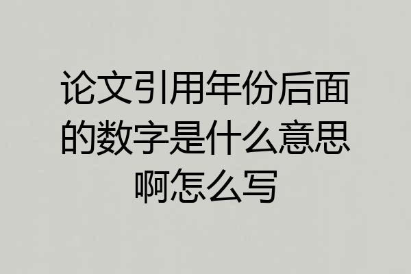 论文引用年份后面的数字是什么意思啊怎么写