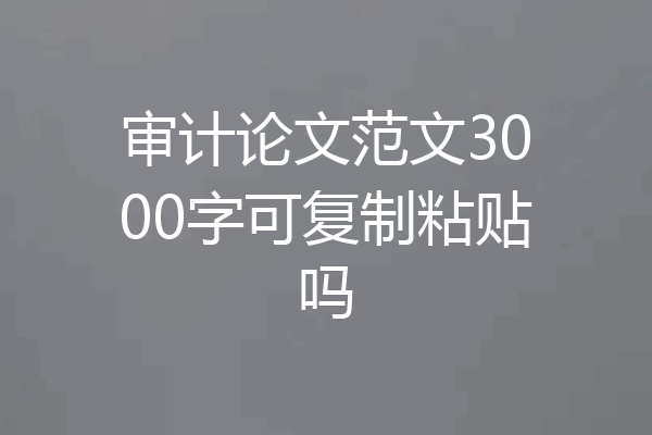 审计论文范文3000字可复制粘贴吗