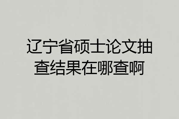 辽宁省硕士论文抽查结果在哪查啊