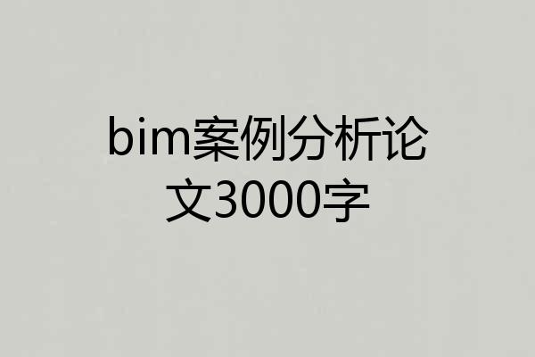 bim案例分析论文3000字