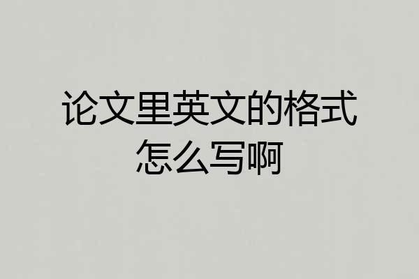 论文里英文的格式怎么写啊