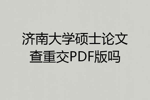济南大学硕士论文查重交PDF版吗