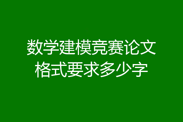 数学建模竞赛论文格式要求多少字