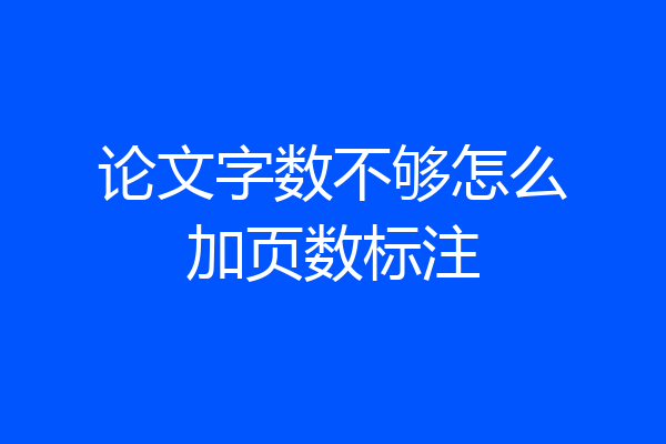 论文字数不够怎么加页数标注