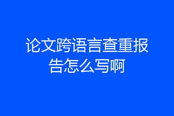 论文跨语言查重报告怎么写啊
