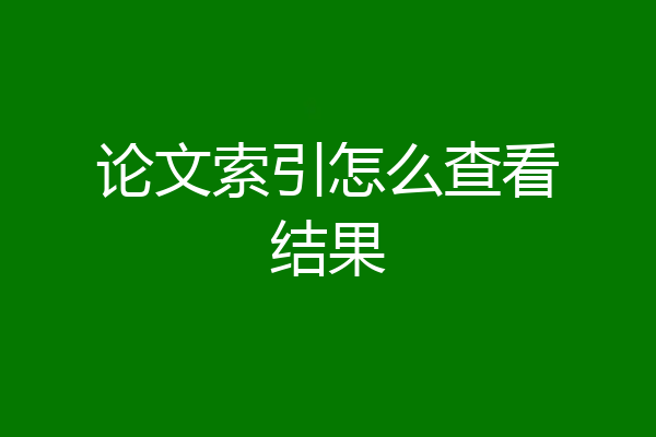 论文索引怎么查看结果