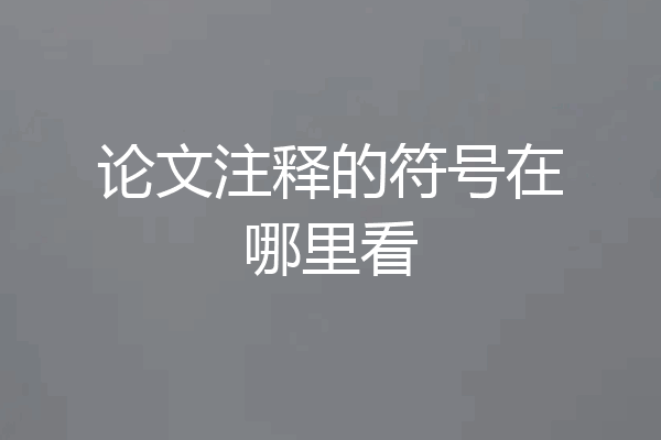论文注释的符号在哪里看