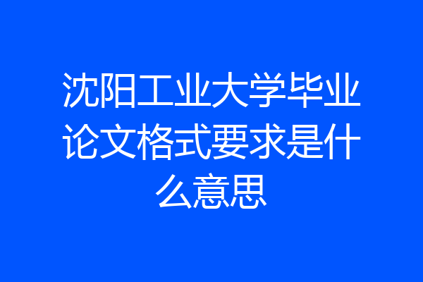 沈阳工业大学毕业论文格式要求是什么意思