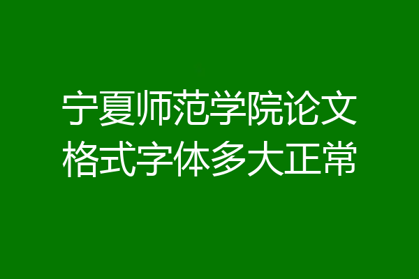 宁夏师范学院论文格式字体多大正常