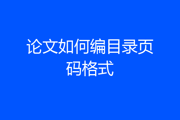 论文如何编目录页码格式