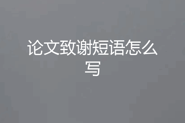 论文致谢短语怎么写