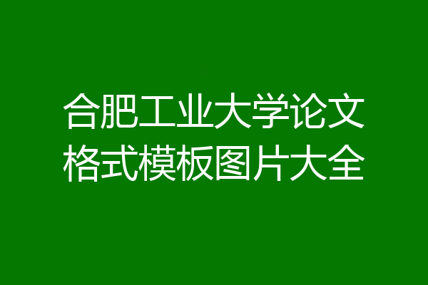 合肥工业大学论文格式模板图片大全