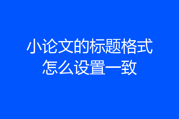 小论文的标题格式怎么设置一致