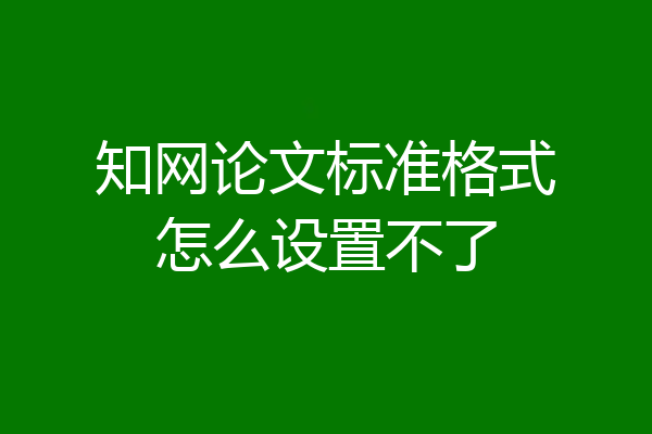 知网论文标准格式怎么设置不了