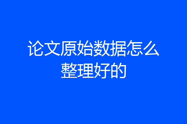论文原始数据怎么整理好的