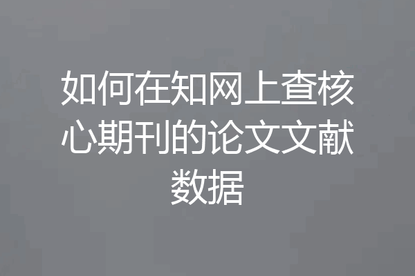 如何在知网上查核心期刊的论文文献数据